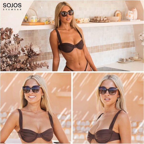 Polarized Round Sunglasses Women Men Oversized UV Protection Shades main image 6